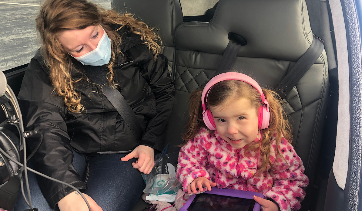 Quinlee and her Mom take one of many PALS free flights for medical care